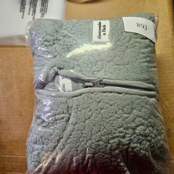 Abercrombie Fitch Sweater Kids Large 10/12 Green Shepra Fleece 1/4 Zip Pullover - Picture 9 of 9